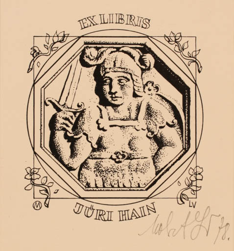 Exlibris by Maret Olivet from Estonia for Jüri Hain - Classical antiquity Military/War 