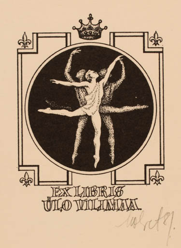 Exlibris by Maret Olivet from Estonia for Ulo Vilimaa - Dancing Theater/Cirkus 