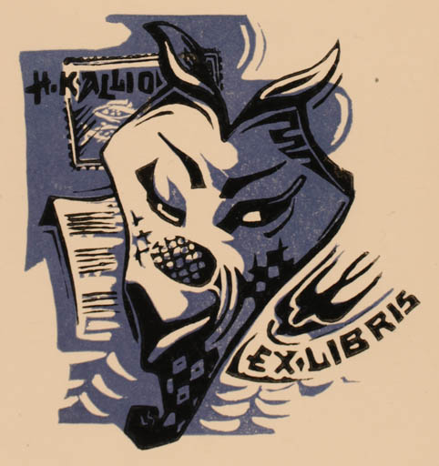 Exlibris by Leida Soom from Estonia for H. Kallio - Fauna 