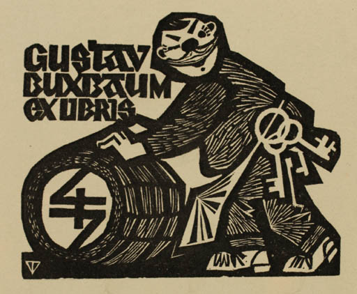 Exlibris by Väino Tönisson from Estonia for Gustav Buxbaum - Working Man Wine 