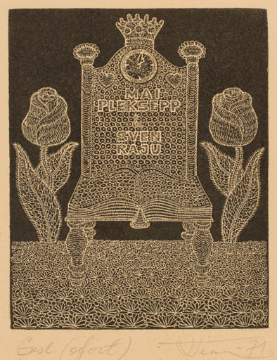 Exlibris by Vello Vinn from Estonia for Mai Pleksepp - 