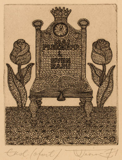 Exlibris by Vello Vinn from Estonia for Mai Pleksepp - 