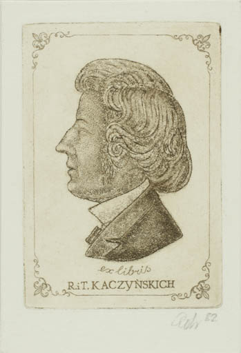 Exlibris by Andrzej B. Cedzynski from Poland for R. + T. Kaczynkich - Man Portrait 
