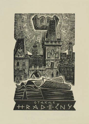 Exlibris by Tadeusz Cieslewski from Poland for Ing. Otakar Hradecny - Book City 