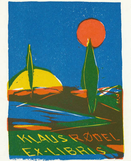 Exlibris by Börge Elwi Carlson from Sweden for Klaus Rödel - Scenery/Landscape 