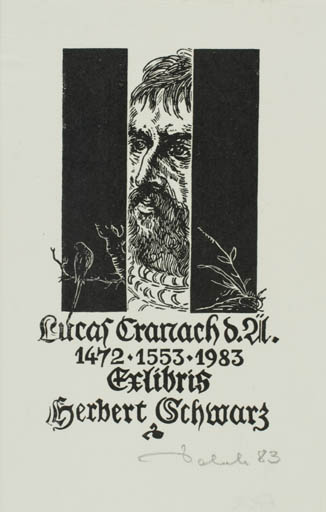 Exlibris by Zbigniew Dolatowski from Poland for Herbert Schwarz - Man Portrait 