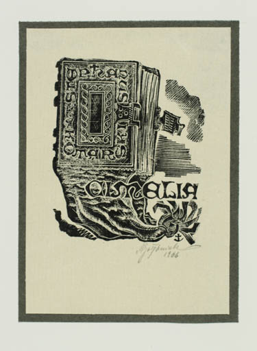 Exlibris by Antoni Golebniak from Poland for ? Cimelia - Book Maritime 