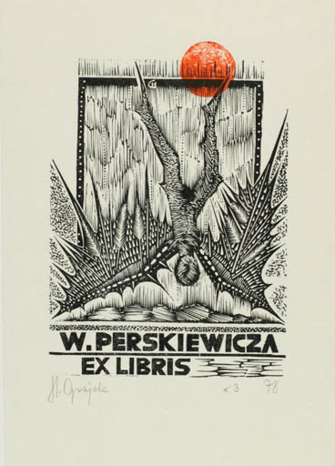 Exlibris by Henryk Grajek from Poland for W. Perskiewicza - Mythology 