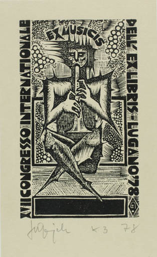 Exlibris by Henryk Grajek from Poland for Lugano XVII. Int. Exlibriskongress - Exlibris Congress Music 