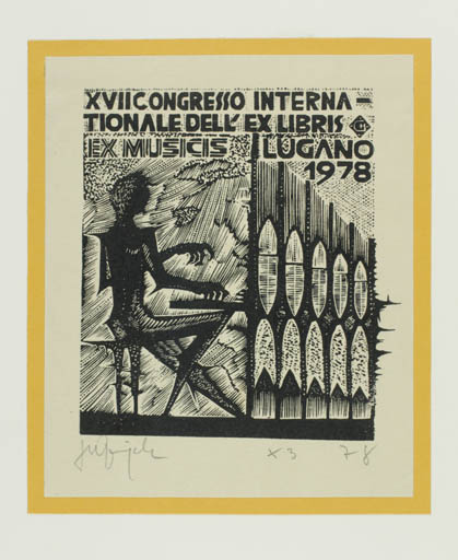 Exlibris by Henryk Grajek from Poland for Lugano XVII. Int. Exlibriskongress - Exlibris Congress Music 