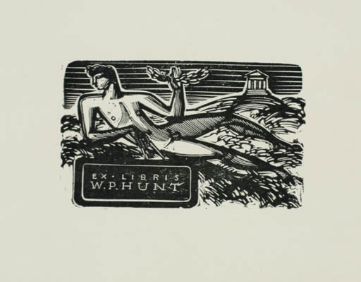 Exlibris by Jerzy Jarnuszkiewiez from Poland for W. P. Hunt - Man Nude 