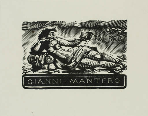 Exlibris by Jerzy Jarnuszkiewiez from Poland for Gianni Mantero - Book Woman 