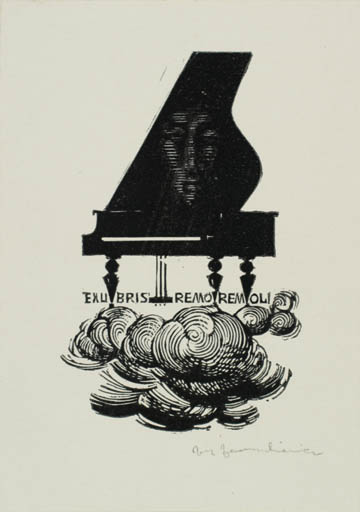 Exlibris by Jerzy Jarnuszkiewiez from Poland for Remo Remoli - Music 