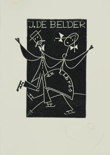 Exlibris by Zbigniew Jozwik from Poland for Josef De Belder - Dancing Couple 