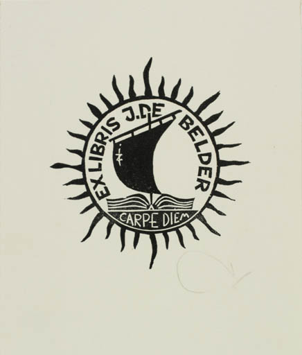 Exlibris by Zbigniew Jozwik from Poland for Josef De Belder - Book Maritime Sun 