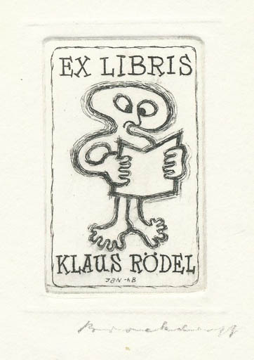 Exlibris by Jörgen Brockdorff-Nielsen from Denmark for Klaus Rödel - Literature 