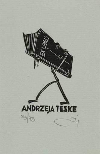 Exlibris by Zbigniew Jozwik from Poland for Andrzeja Teske - Book 