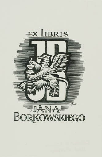 Exlibris by Czeslaw Kelma from Poland for Jana Borkowskiego - Fable Animal Monogram 