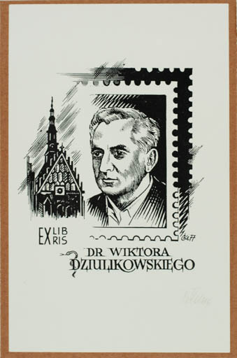 Exlibris by Czeslaw Kelma from Poland for Dr. Wiktora Dziulikowskiego - Portrait 