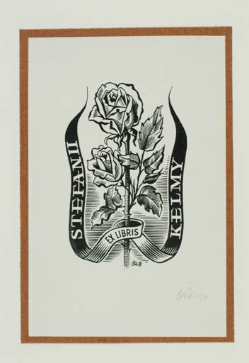 Exlibris by Czeslaw Kelma from Poland for Stefanii Kelmy - Flower 