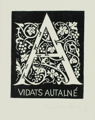 Exlibris by Malgorzata Korolko from Poland for Vidats Autalne - Monogram Wine 