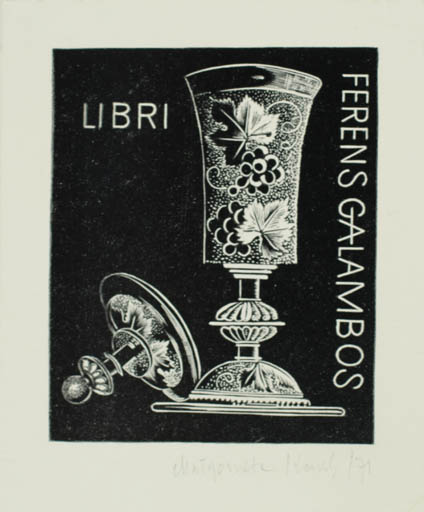 Exlibris by Malgorzata Korolko from Poland for Galambos Ferenc - Wine 