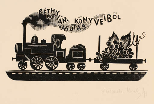 Exlibris by Malgorzata Korolko from Poland for Dr. Istvan Rethy - Train Wine 