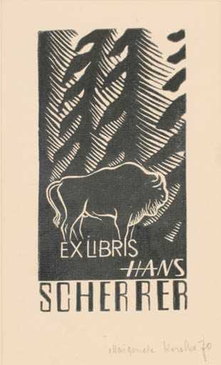 Exlibris by Malgorzata Korolko from Poland for Hans Scherrer - Fauna 