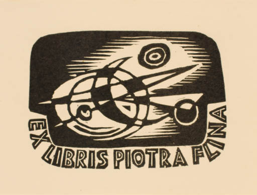 Exlibris by W. Latach from Poland for Piotra Flina - Abstract Cosmos 