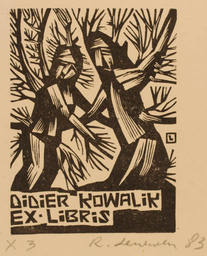 Exlibris by Rajmund Lewandowski from Poland for M. Didier Kowalik - Tree 