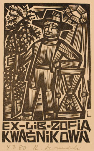 Exlibris by Rajmund Lewandowski from Poland for Zofia Kwasnikowa - Man 