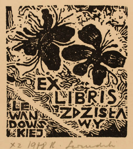 Exlibris by Rajmund Lewandowski from Poland for Zdzislawy Lewandowskiej - Flower 