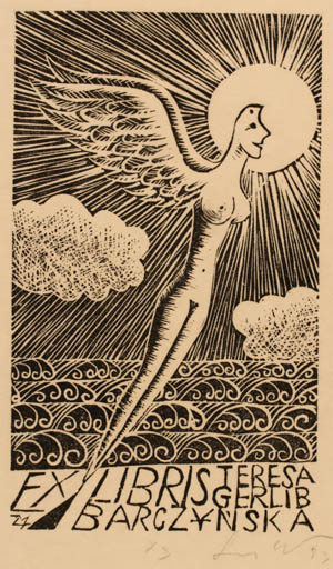 Exlibris by Zbigniew Lubicz-Miszewski from Poland for Teresa Gerlib Barczynska - Mythology Sun 