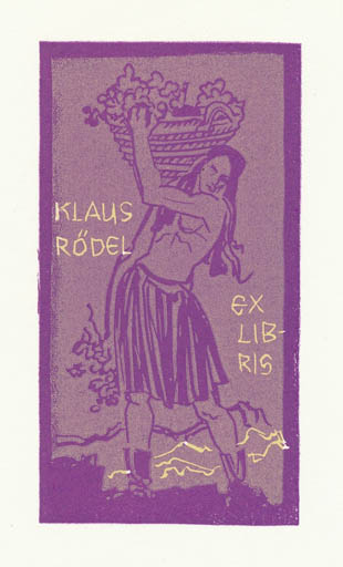 Exlibris by Jaroslav Vodrazka from Czechoslovakia for Klaus Rödel - Woman Wine 