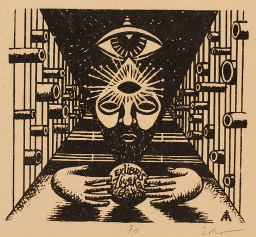 Exlibris by Zbigniew Lubicz-Miszewski from Poland for ? Zbyska - Hand(s) Surrealism 