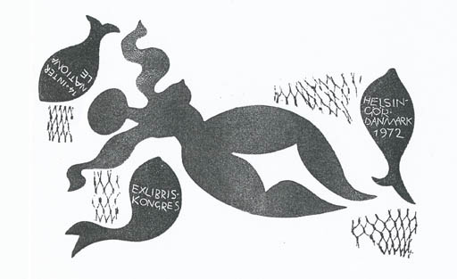 Exlibris by Jerzy Druzrycki from Poland for Klaus Rödel - Exlibris Congress Fish Woman 