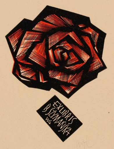 Exlibris by Wojciech Luczak from Poland for Barbary Klein-Szymanskiej - Flower 