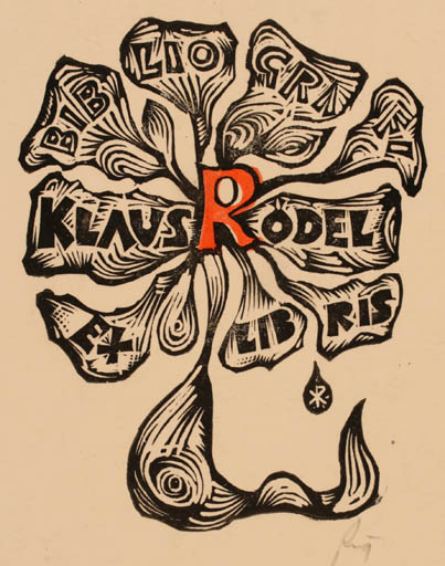 Exlibris by Klemens Raczak from Poland for Klaus Rödel - Flower 