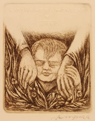 Exlibris by Kazimierz Szoltysek from Poland for Karl Hainz Blumenberg - Child Hand(s) 