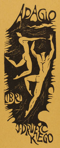 Exlibris by Krystyna Wojcik from Poland for Jerzy Druzrycki - Nude Couple 