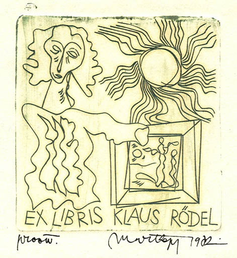 Exlibris by Mart Lepp from Estonia for Klaus Rödel - Abstract Art Sun 