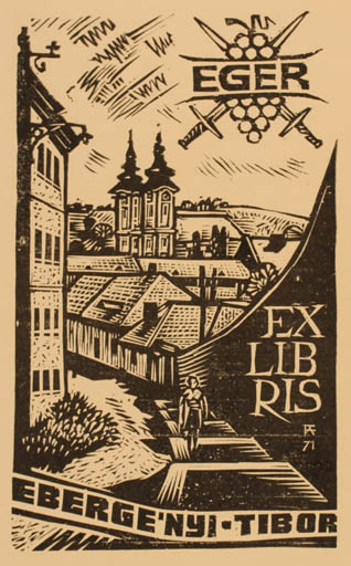 Exlibris by Antal Fery from Hungary for Dr. Tibor Ebergènyi - City 