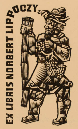 Exlibris by Antal Fery from Hungary for Ing. Nobert Lippóczy - Man Wine 