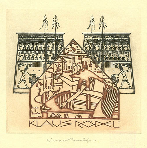 Exlibris by Richard Preusse from Germany for Klaus Rödel - Egypt 