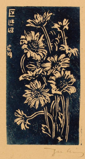 Exlibris by Lajos Imre from Hungary for ? Eva - Flower 