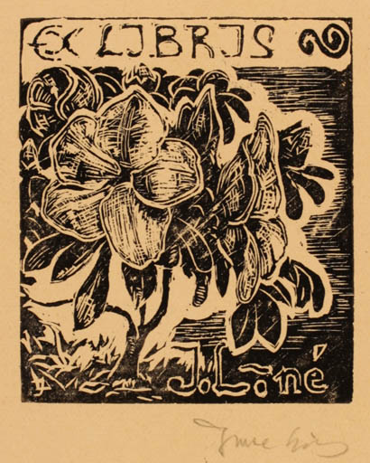 Exlibris by Lajos Imre from Hungary for J. Lone - Flower 