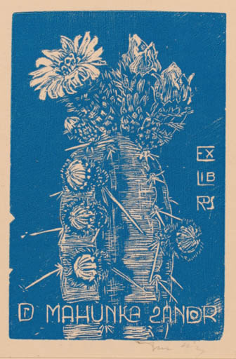 Exlibris by Lajos Imre from Hungary for Sandor Mahunka - Flower 