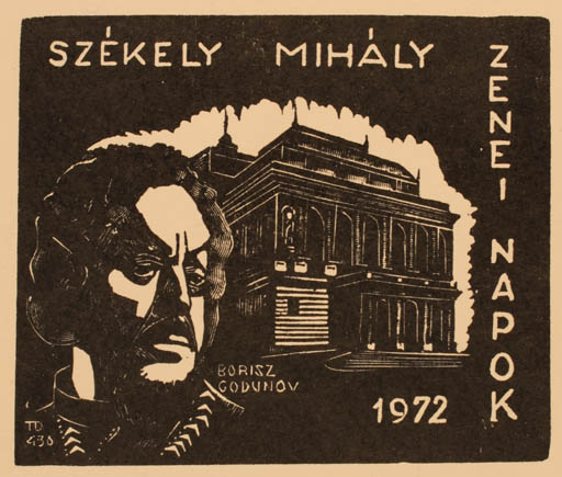 Exlibris by Janos Jozsa from Hungary for Mihaly Szekely - Architecture Portrait 