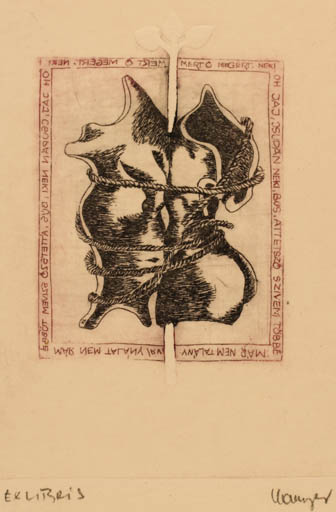 Exlibris by Lajos Kamper from Hungary for ? Freie Graphik - Abstract 