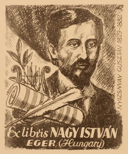 Exlibris by Jenö Kertes-Kollmann from Hungary for Istvan Nagy - Music Portrait 